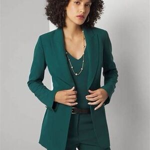 Waist Seam Fluid Women's Blazer, WHBM, Size 6, Dark Sea